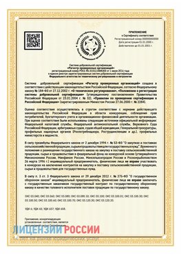 Приложение к сертификату для ИП Серебряные Пруды Сертификат СТО 03.080.02033720.1-2020